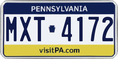 PA license plate MXT4172