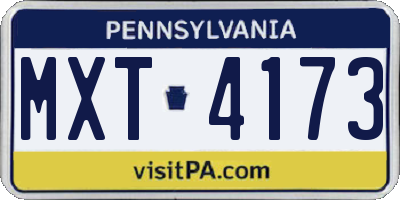 PA license plate MXT4173