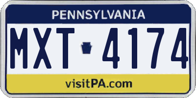 PA license plate MXT4174