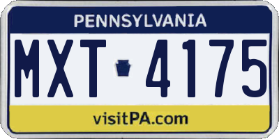 PA license plate MXT4175