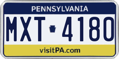 PA license plate MXT4180