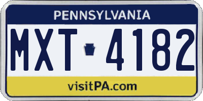 PA license plate MXT4182