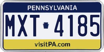 PA license plate MXT4185