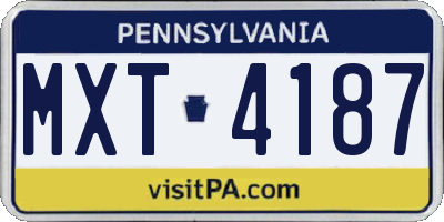 PA license plate MXT4187