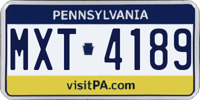 PA license plate MXT4189