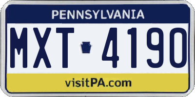 PA license plate MXT4190