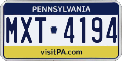 PA license plate MXT4194