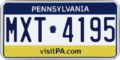 PA license plate MXT4195