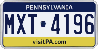 PA license plate MXT4196