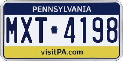 PA license plate MXT4198