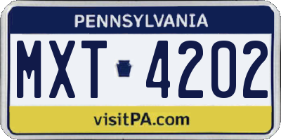PA license plate MXT4202