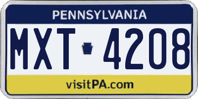 PA license plate MXT4208