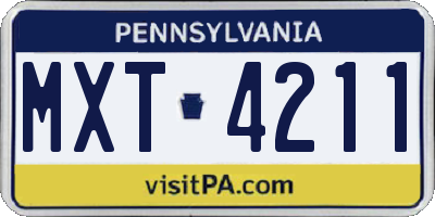 PA license plate MXT4211