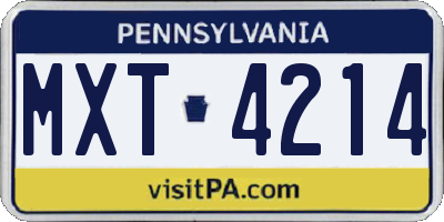PA license plate MXT4214