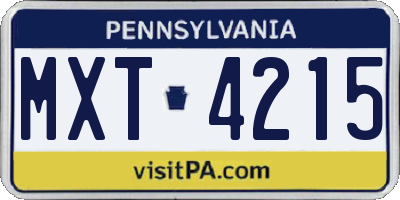 PA license plate MXT4215
