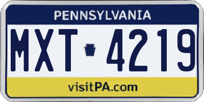 PA license plate MXT4219
