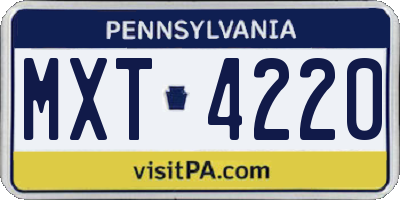 PA license plate MXT4220