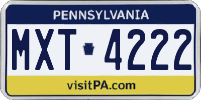PA license plate MXT4222