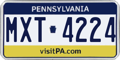 PA license plate MXT4224