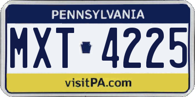 PA license plate MXT4225