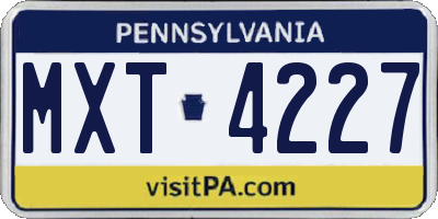 PA license plate MXT4227