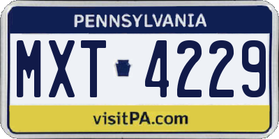 PA license plate MXT4229