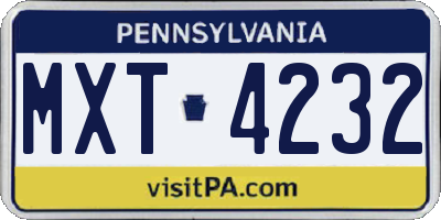 PA license plate MXT4232