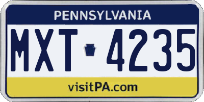 PA license plate MXT4235