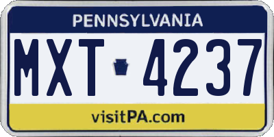 PA license plate MXT4237