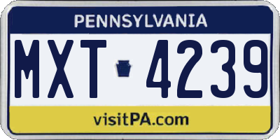 PA license plate MXT4239