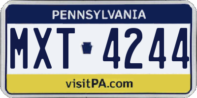PA license plate MXT4244