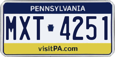 PA license plate MXT4251