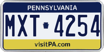 PA license plate MXT4254