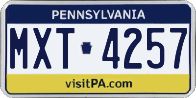 PA license plate MXT4257