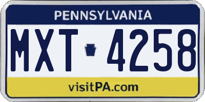 PA license plate MXT4258