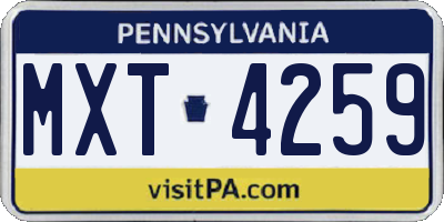 PA license plate MXT4259