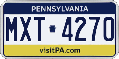 PA license plate MXT4270
