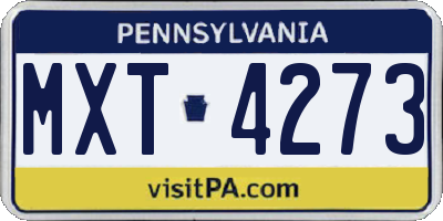 PA license plate MXT4273