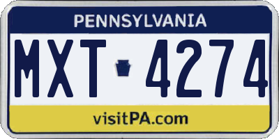 PA license plate MXT4274