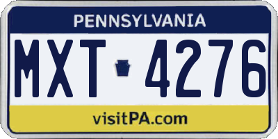PA license plate MXT4276