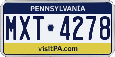 PA license plate MXT4278