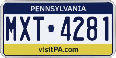 PA license plate MXT4281
