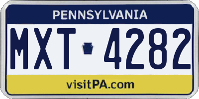 PA license plate MXT4282