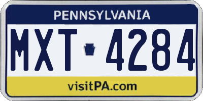 PA license plate MXT4284