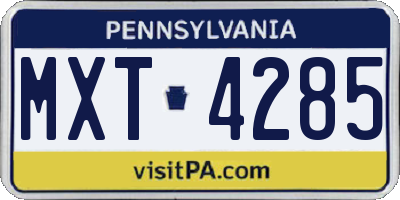 PA license plate MXT4285