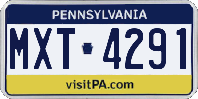 PA license plate MXT4291