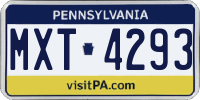 PA license plate MXT4293