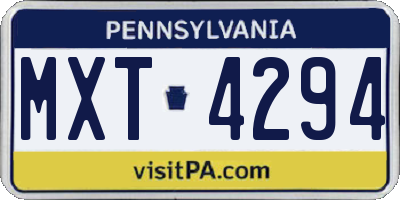 PA license plate MXT4294