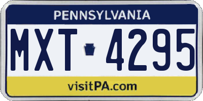 PA license plate MXT4295