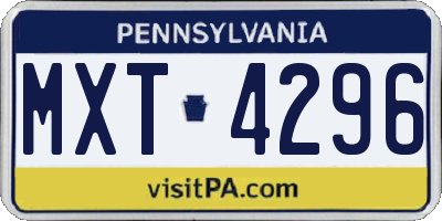 PA license plate MXT4296